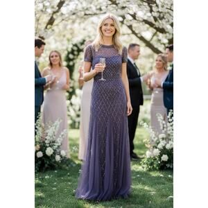 NWT ADRIANNA PAPELL DRESS GOWN PURPLE WEDDING GUEST BRIDESMAID EVENING FORMAL